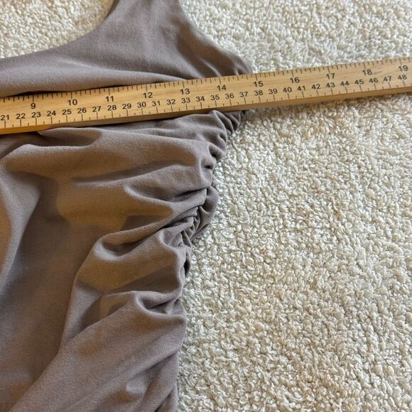 Twenty Montreal Dress Size Medium Midi ruched gray bodycon Jersey tank taupe - Picture 6 of 11